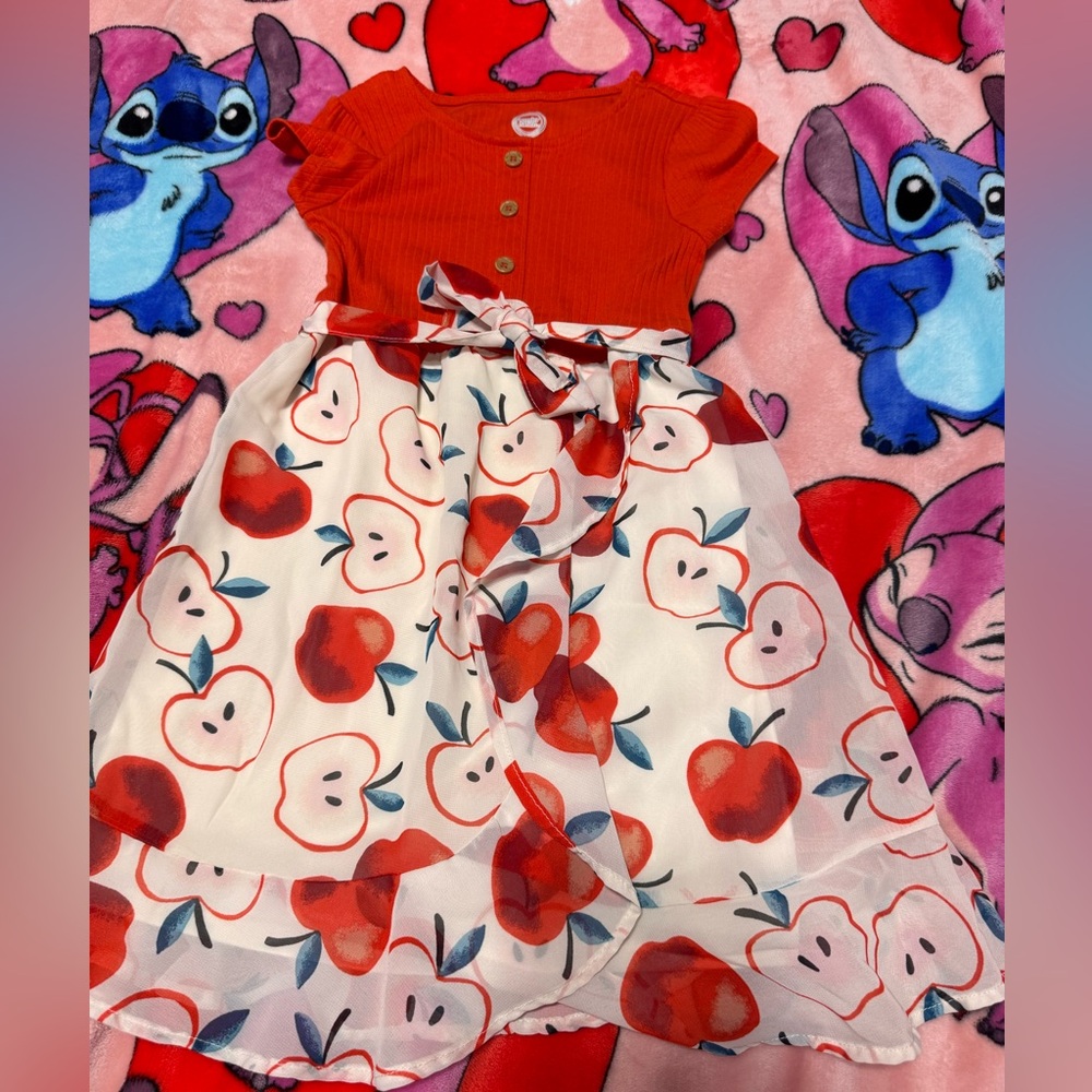 Wonder Nation Vibrant Red apples girl size S (6-6x) Dress